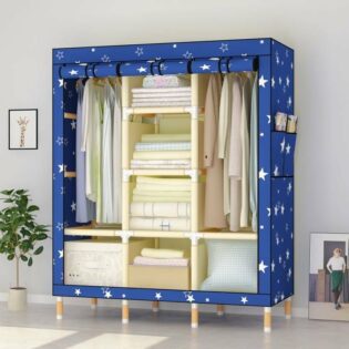Portable wooden wardrobe three column Hommy brand